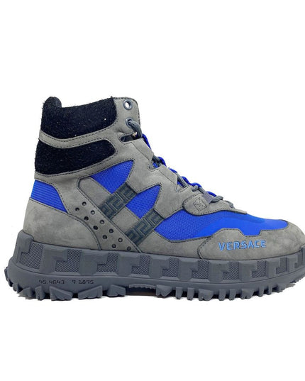 Versace Gray Leather Lace-Up Boots