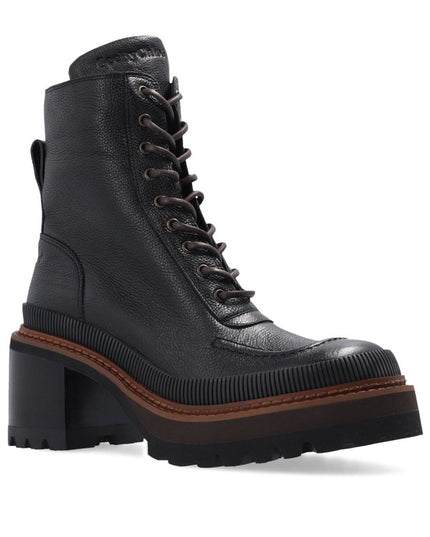 See By Chloé Black Calfskin Lace-Up Boots