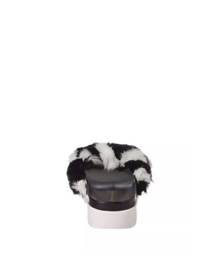 Stuart Weitzman Black Fur Slippers