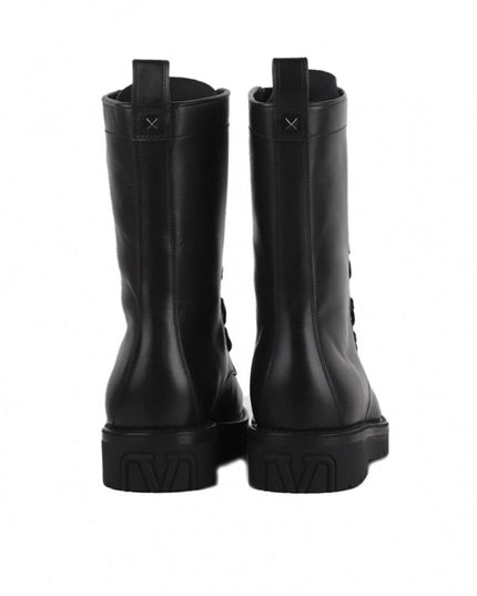 Valentino Garavani Black Calfskin Lace-Up Boots