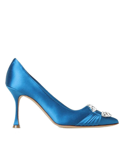 Manolo Blahnik Blue Silk High Heel Pumps