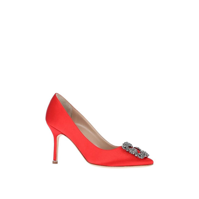 Manolo Blahnik Red Silk High Heel Pumps
