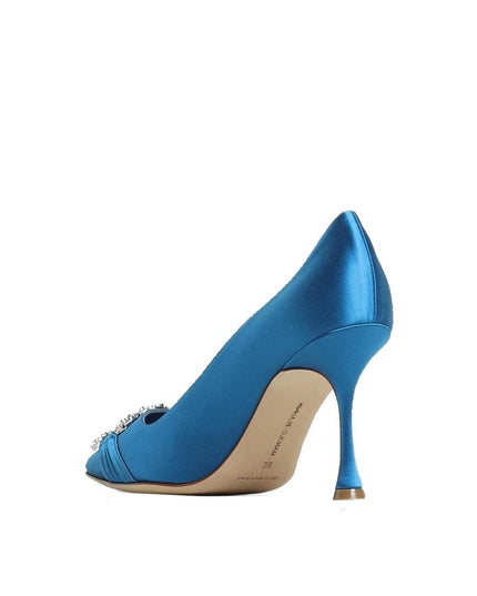 Manolo Blahnik Blue Silk High Heel Pumps