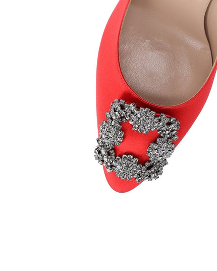 Manolo Blahnik Red Silk High Heel Pumps