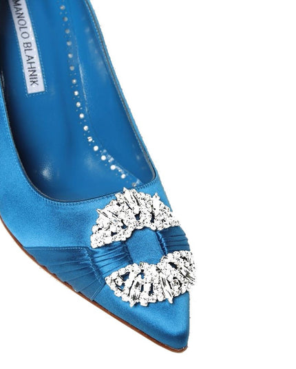 Manolo Blahnik Blue Silk High Heel Pumps