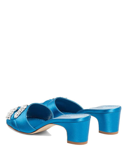 Manolo Blahnik Blue Silk Mules