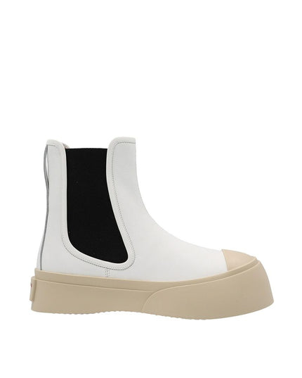 Marni White Calfskin Chelsea Boots
