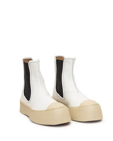 Marni White Calfskin Chelsea Boots