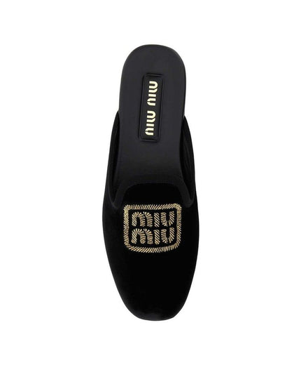 Miu Miu Black Calfskin Mules