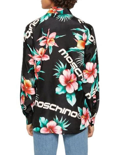 Moschino Couture Black Silk Pattern Shirt