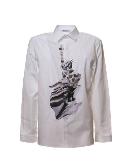 Neil Barrett White Cotton Pattern Shirt