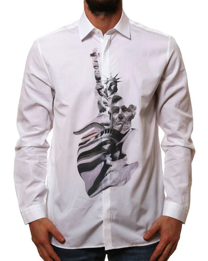 Neil Barrett White Cotton Pattern Shirt