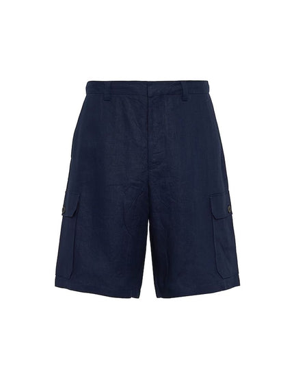 Prada Blue Linen Bermuda Shorts
