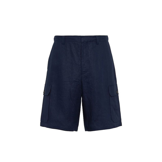 Prada Blue Linen Bermuda Shorts