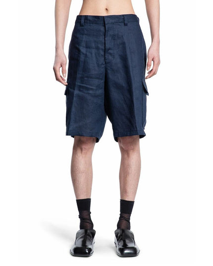 Prada Blue Linen Bermuda Shorts