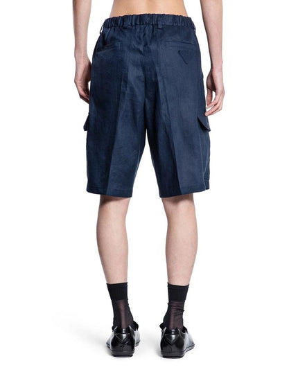 Prada Blue Linen Bermuda Shorts