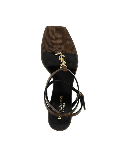 Saint Laurent Brown Calfskin Platform Sandals