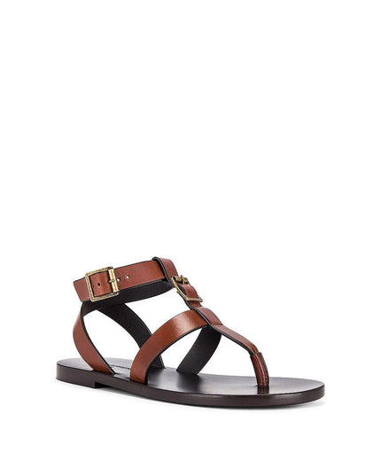 Saint Laurent Brown Calfskin Flip-Flop Sandals