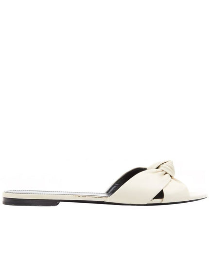 Saint Laurent White Calfskin Slides