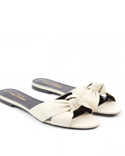 Saint Laurent White Calfskin Slides