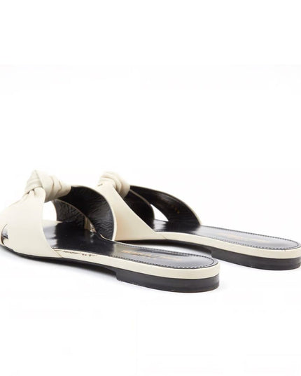 Saint Laurent White Calfskin Slides