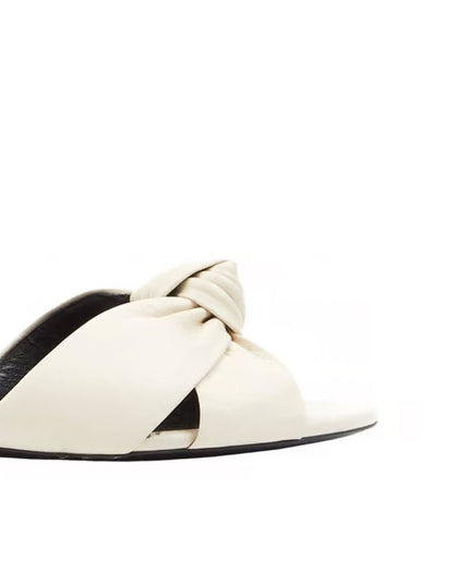 Saint Laurent White Calfskin Slides