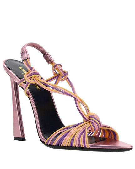 Saint Laurent Multicolor Calfskin Stiletto Heel Sandals