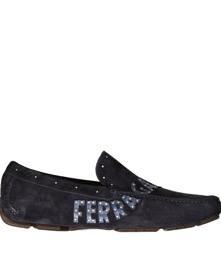 Salvatore Ferragamo Blue Calfskin Slip-On Loafers