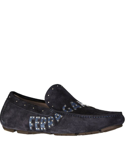 Salvatore Ferragamo Blue Calfskin Slip-On Loafers