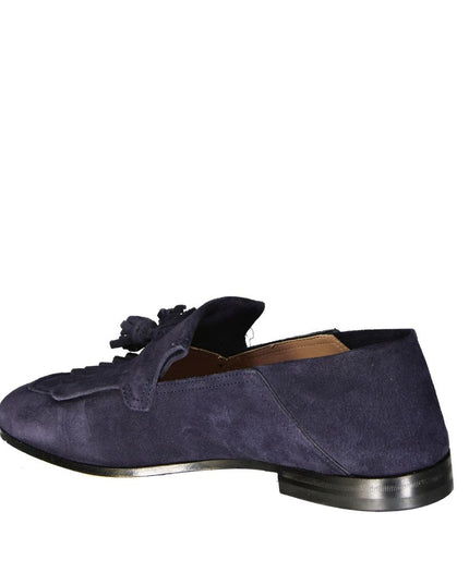 Salvatore Ferragamo Blue Calfskin Slip-On Loafers