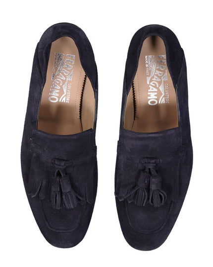 Salvatore Ferragamo Blue Calfskin Slip-On Loafers
