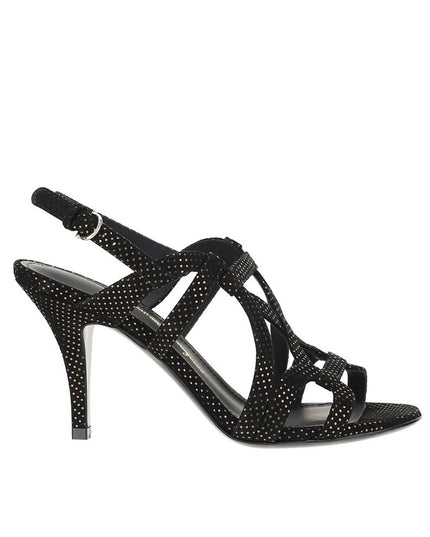 Salvatore Ferragamo Black Leather Stiletto Heel Sandals