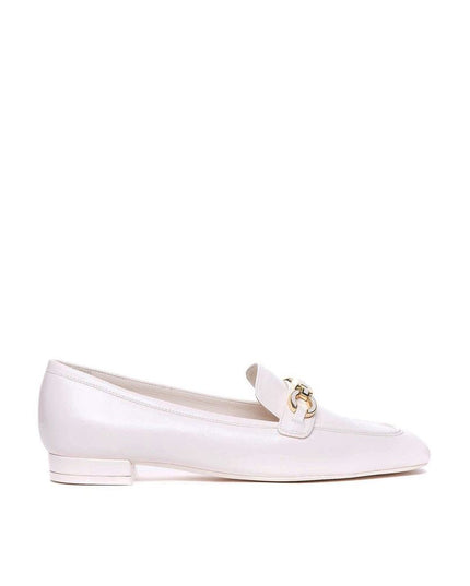 Stuart Weitzman White Calfskin Slip-On Loafers