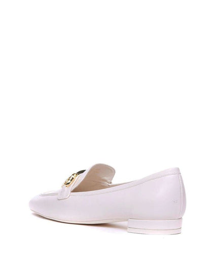 Stuart Weitzman White Calfskin Slip-On Loafers