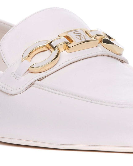 Stuart Weitzman White Calfskin Slip-On Loafers
