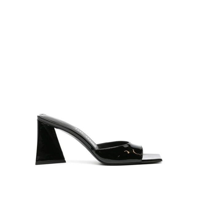 The Attico Black Calfskin Stiletto Heel Sandals
