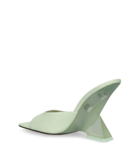 The Attico Green Calfskin Platform Sandals