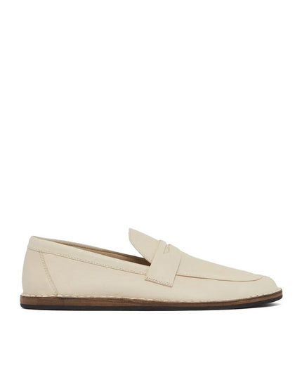 The Row White Calfskin Slip-On Loafers