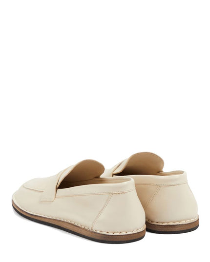 The Row White Calfskin Slip-On Loafers