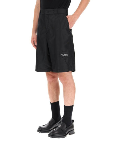 Valentino Black Nylon Bermuda Shorts
