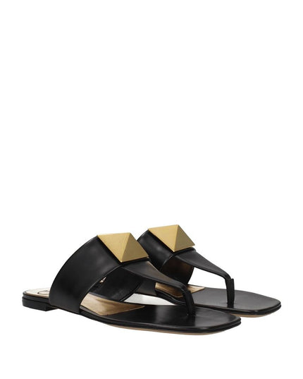 Valentino Garavani Black Calfskin Strap-On Sandals