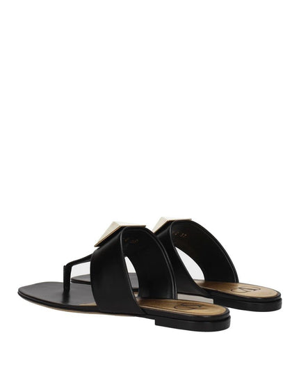 Valentino Garavani Black Calfskin Strap-On Sandals