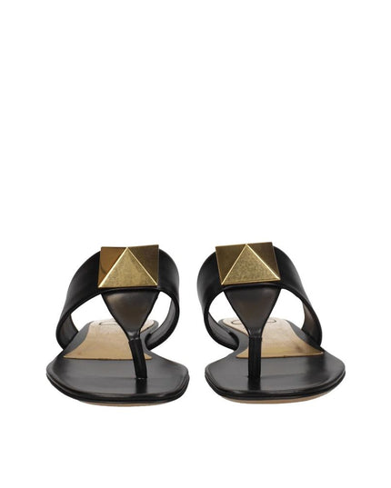 Valentino Garavani Black Calfskin Strap-On Sandals