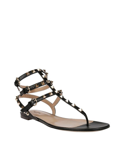Valentino Garavani Black Calfskin Flip-Flop Sandals
