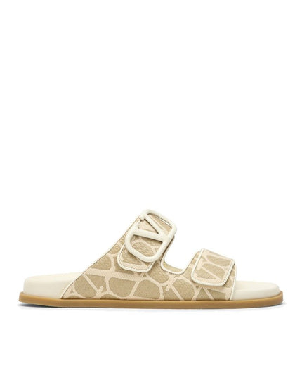 Valentino Garavani Bicolor Fabric Strap-On Sandals