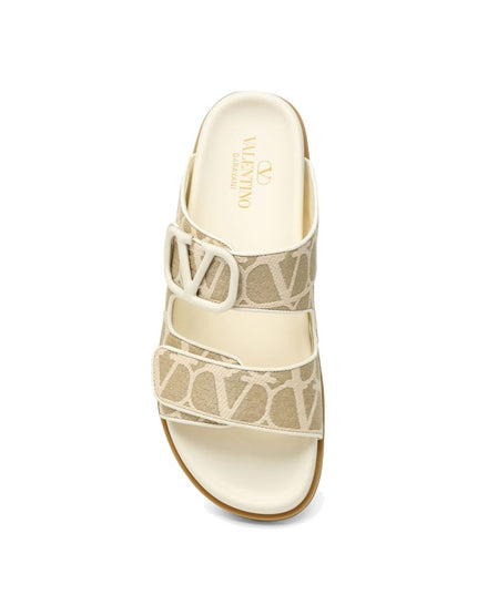 Valentino Garavani Bicolor Fabric Strap-On Sandals