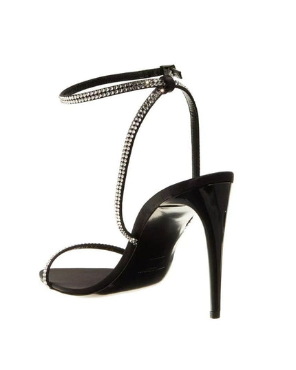 Saint Laurent Black Silk Stiletto Heel Sandals