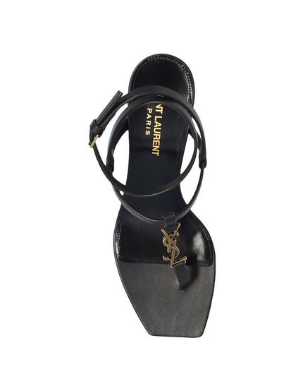 Saint Laurent Black Calfskin Stiletto Heel Sandals