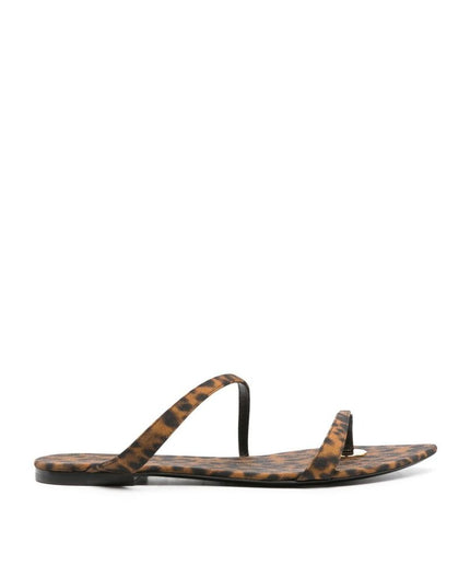 Saint Laurent Brown Fabric Strap-On Sandals