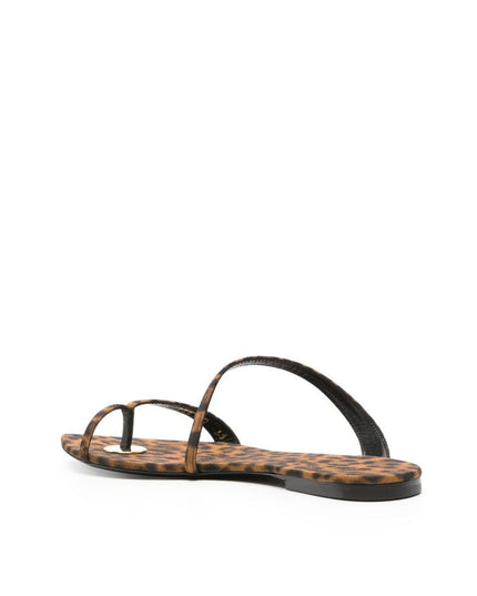 Saint Laurent Brown Fabric Strap-On Sandals